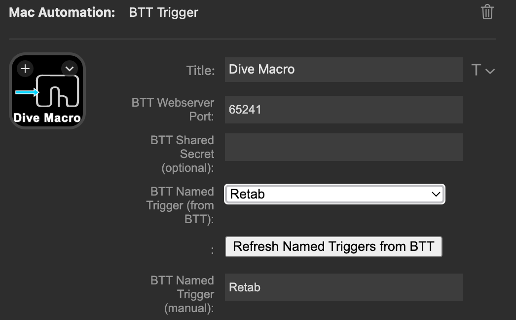 BTT Trigger Configuration