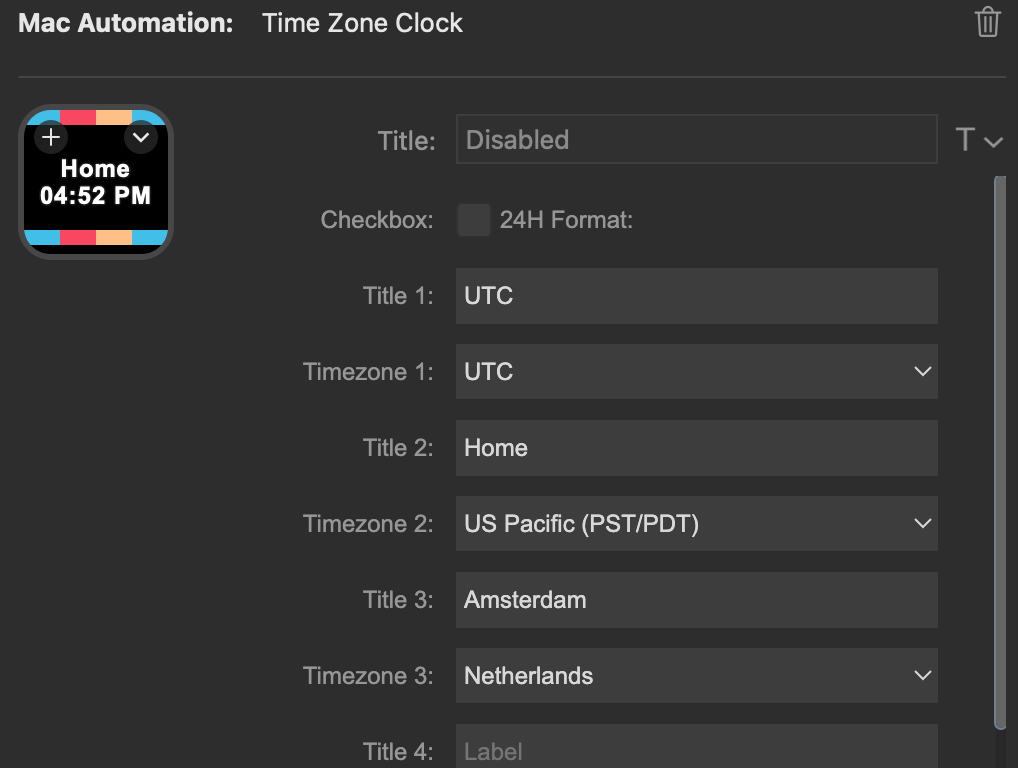 Time Zone Clock Configuration